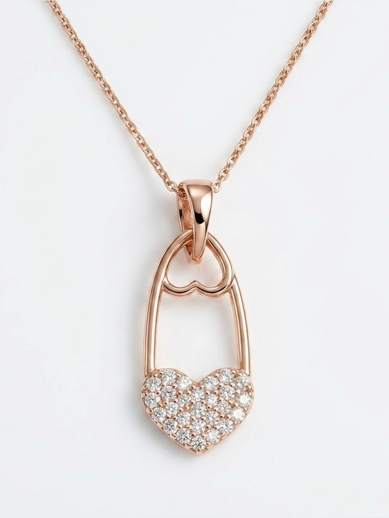 SC JEWELRY Jewelry - Safety Pin Heart Necklace | 18k Gold Plated Dainty Statement Jewelry